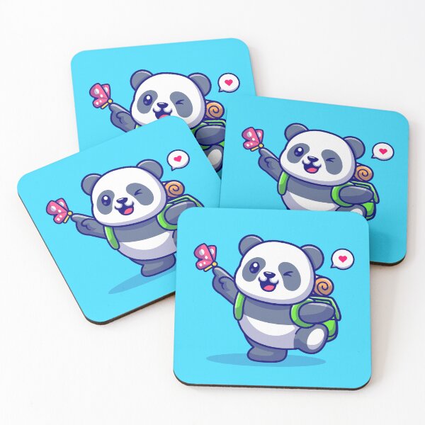 Item preview, Panda Wanderlust: Cute Panda Backpacker Playing with Butterfly Cartoon Vector Icon Illustration designed and sold by hjian8219.