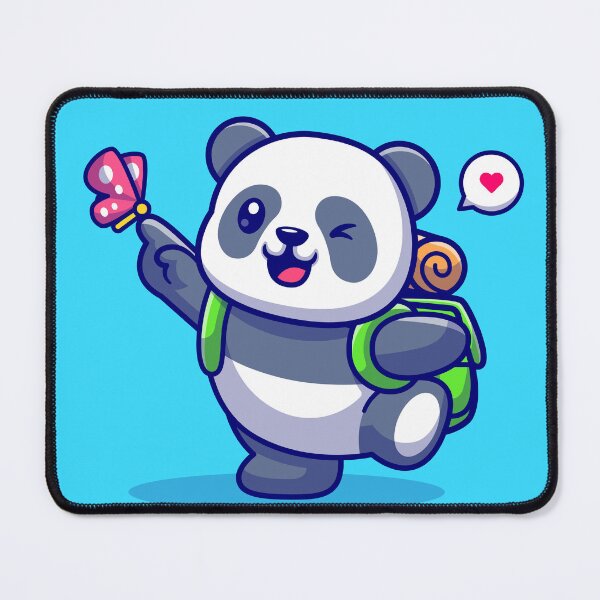 Item preview, Panda Wanderlust: Cute Panda Backpacker Playing with Butterfly Cartoon Vector Icon Illustration designed and sold by hjian8219.