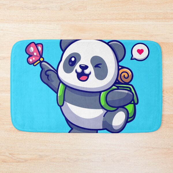 Item preview, Panda Wanderlust: Cute Panda Backpacker Playing with Butterfly Cartoon Vector Icon Illustration designed and sold by hjian8219.