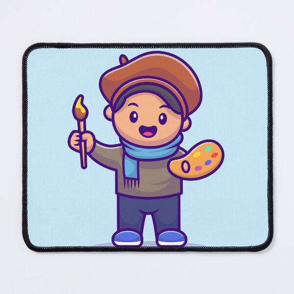 Item preview, Creative Brushstrokes: Male Artist Painter Cartoon Illustration designed and sold by hjian8219.