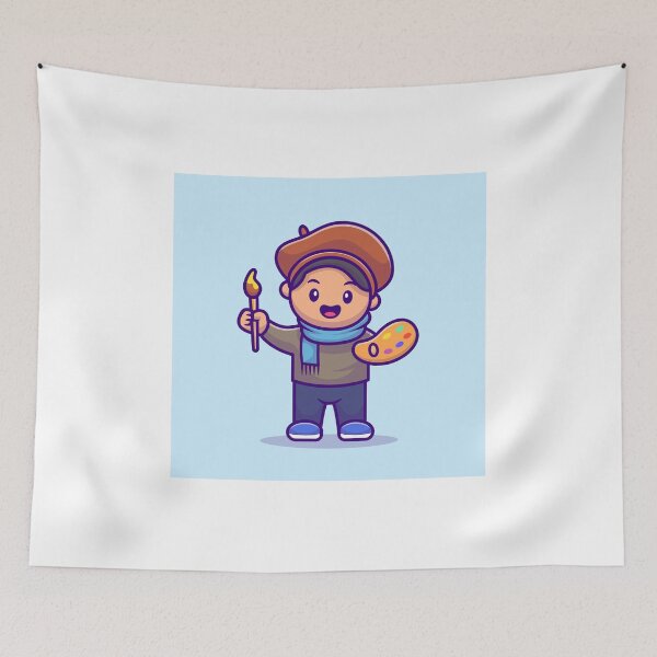 Item preview, Creative Brushstrokes: Male Artist Painter Cartoon Illustration designed and sold by hjian8219.