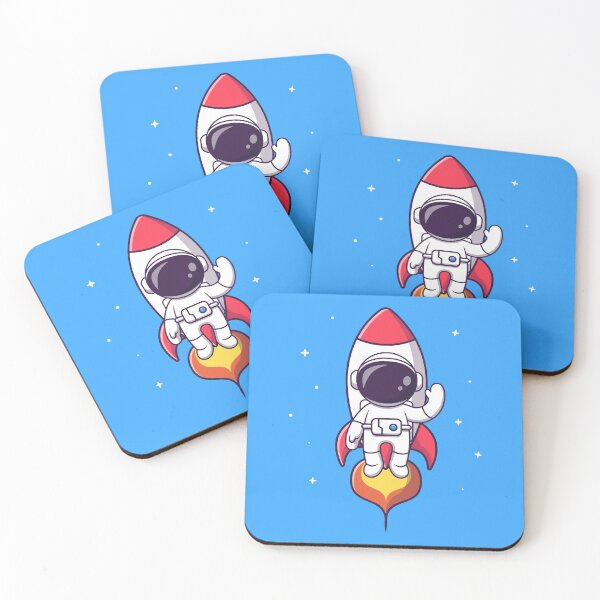 Item preview, "Cosmic Journey: Cute Astronaut Flying with Rocket in Space Cartoon Vector Icon Illustration designed and sold by hjian8219.