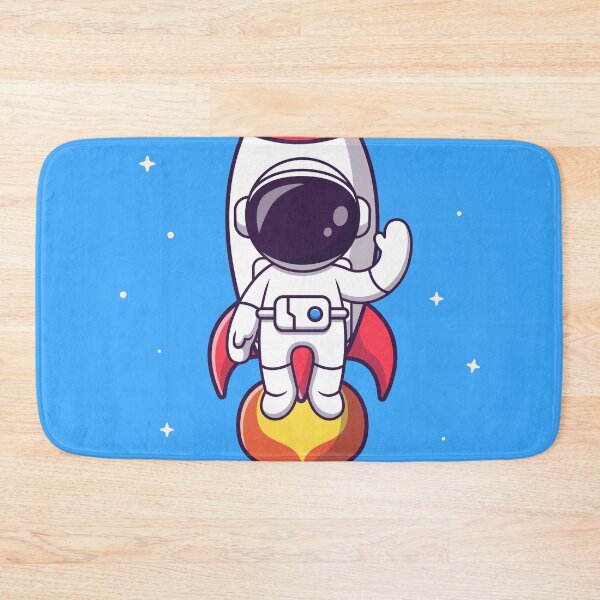 Item preview, "Cosmic Journey: Cute Astronaut Flying with Rocket in Space Cartoon Vector Icon Illustration designed and sold by hjian8219.
