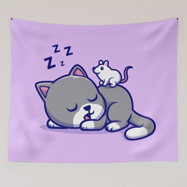Item preview, Purrfect Naptime: Cute Cat Sleeping with Mouse Cartoon Vector Icon Illustration designed and sold by hjian8219.