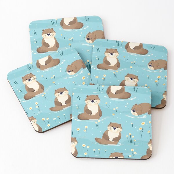 Item preview, Cute Otter Pattern on Blue designed and sold by JDWCreations.
