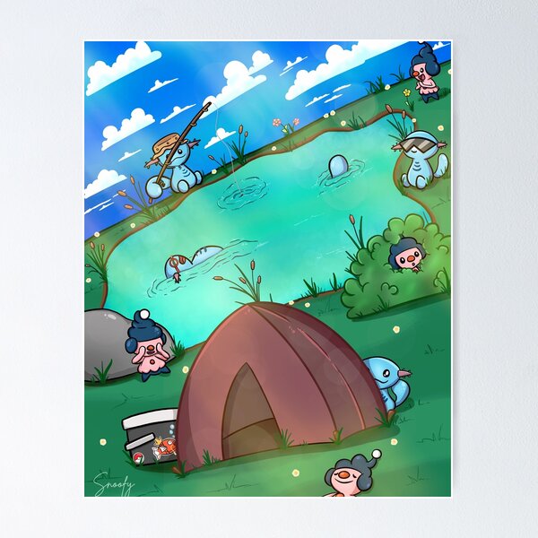 Item preview, Wooper and Mime Jr Camping Trip designed and sold by xSnuffy.