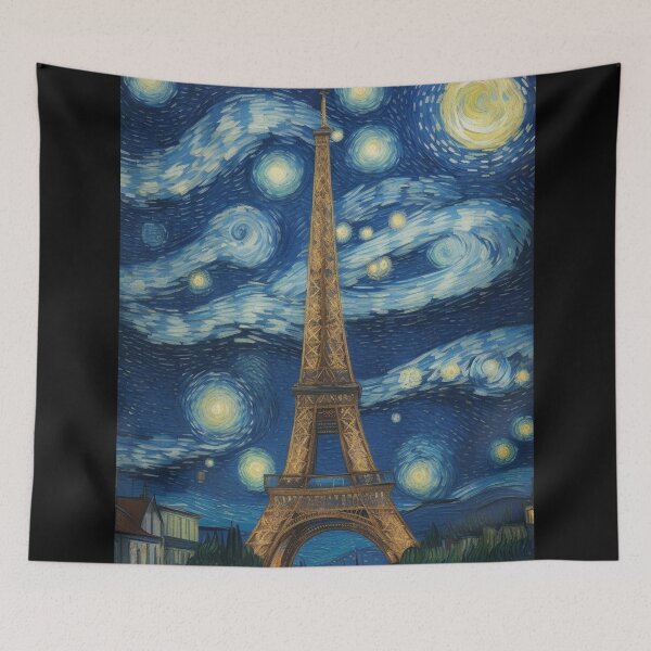 Item preview, Starry Night in Paris Post Impressionism Van gogh Inspired Art designed and sold by Vangoholic.