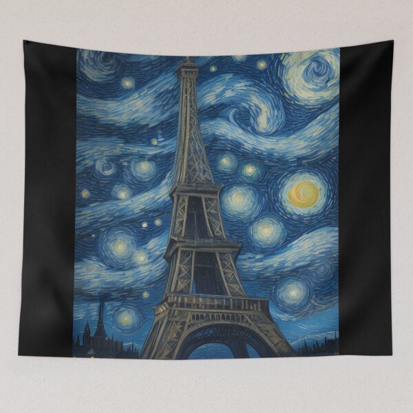 Aperçu de l'œuvre Starry Night in Paris Post Impressionism Van Gogh Inspired Art créée et vendue par Vangoholic.