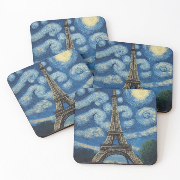 Aperçu de l'œuvre Starry Night in Paris Post Impressionism Van Gogh Inspired Art créée et vendue par Vangoholic.