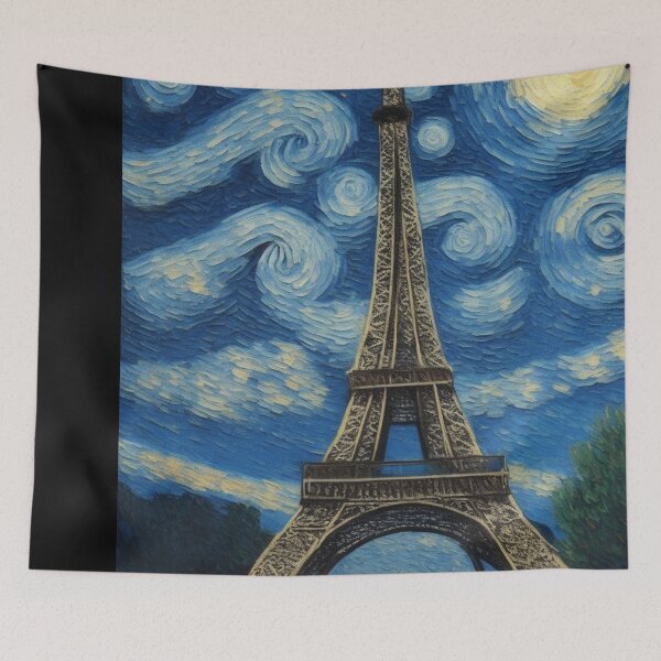 Aperçu de l'œuvre Starry Night in Paris Post Impressionism Van Gogh Inspired Art créée et vendue par Vangoholic.
