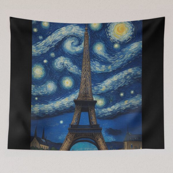 Aperçu de l'œuvre Starry Night in Paris Post Impressionism Van Gogh Inspired Art créée et vendue par Vangoholic.