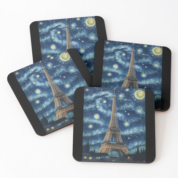 Aperçu de l'œuvre Starry Night in Paris Post Impressionism Van Gogh Inspired Art créée et vendue par Vangoholic.