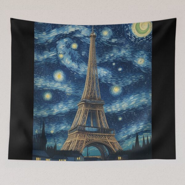 Aperçu de l'œuvre Starry Night in Paris Post Impressionism Van Gogh Inspired Art créée et vendue par Vangoholic.