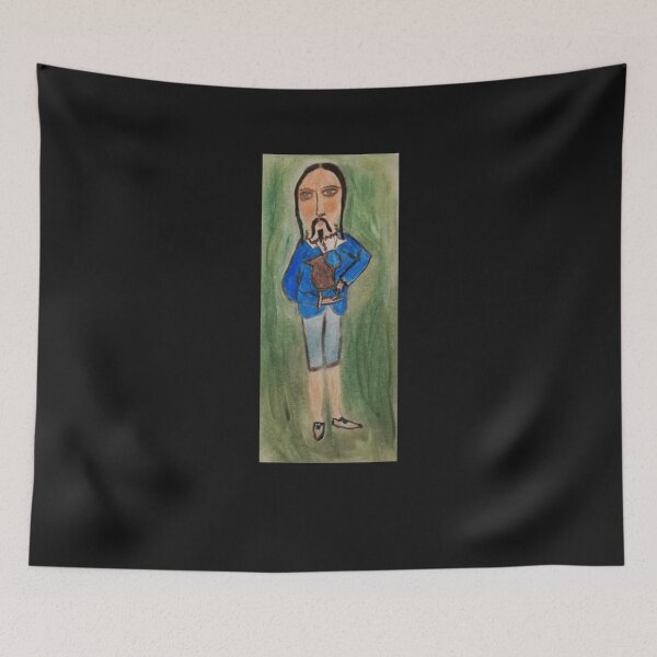 Item preview, man holding a jug funny oil painting designed and sold by Wiwis1.