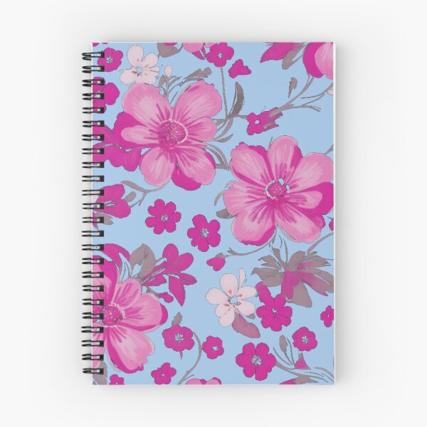 Item preview, Beautiful pink magenta floral background on baby blue designed and sold by Gigglyvibes.