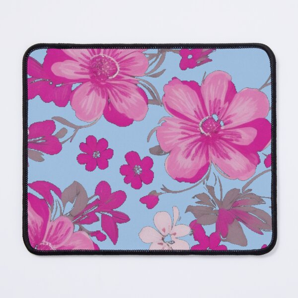 Item preview, Beautiful pink magenta floral background on baby blue designed and sold by Gigglyvibes.