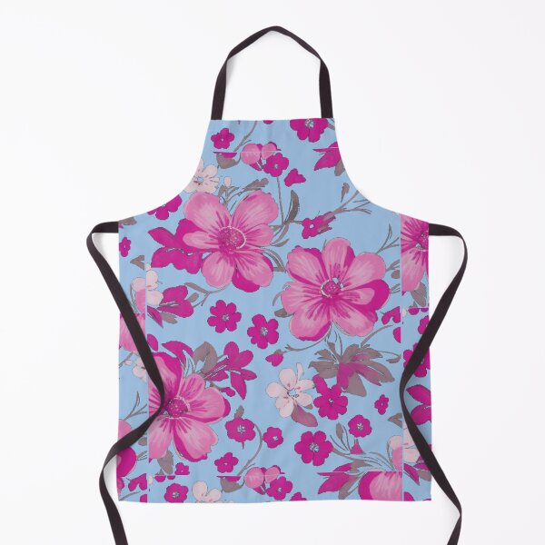 Item preview, Beautiful pink magenta floral background on baby blue designed and sold by Gigglyvibes.