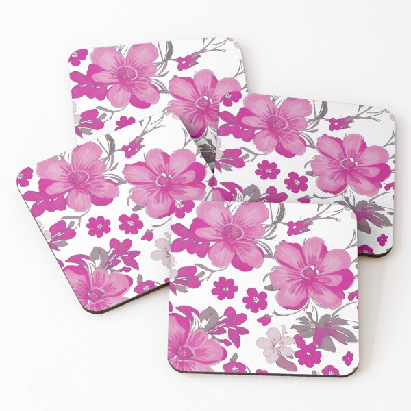 Item preview, Beautiful pink magenta floral background on white  designed and sold by Gigglyvibes.