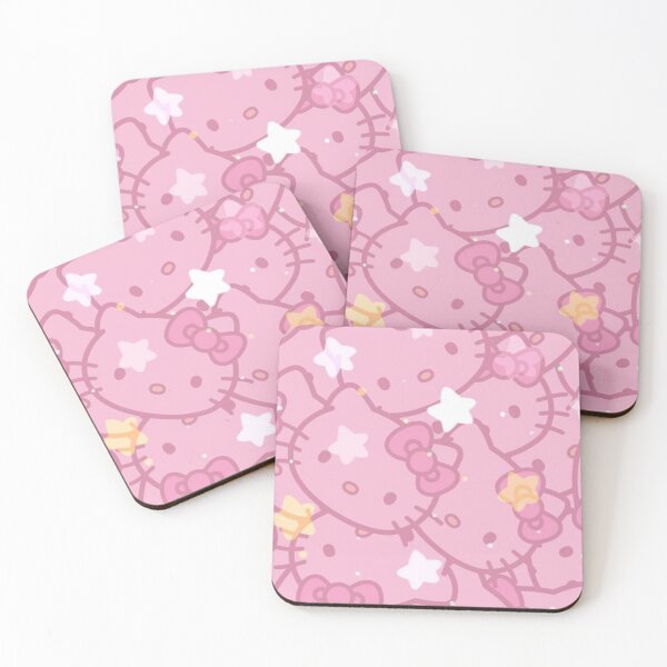 Item preview, pink hello kitty white & gold star pattern background designed and sold by Lana Bar.