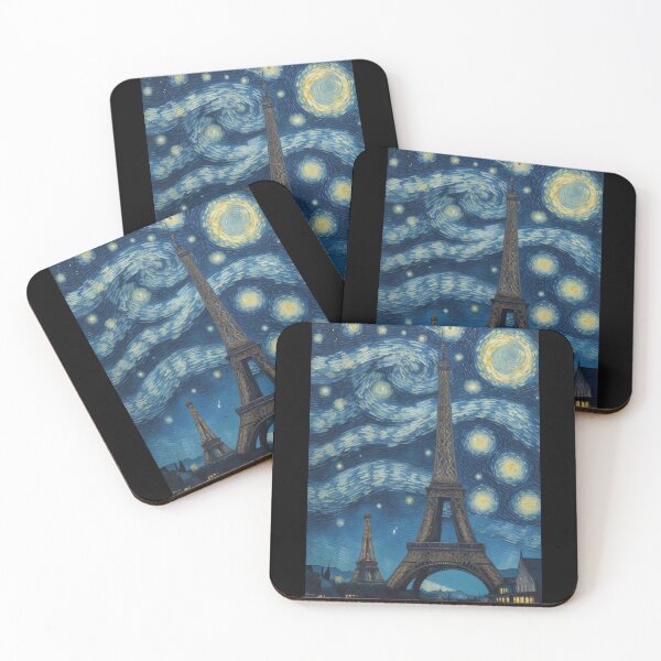 Aperçu de l'œuvre Starry Night in Paris Post Impressionism Van Gogh Inspired Art créée et vendue par Vangoholic.