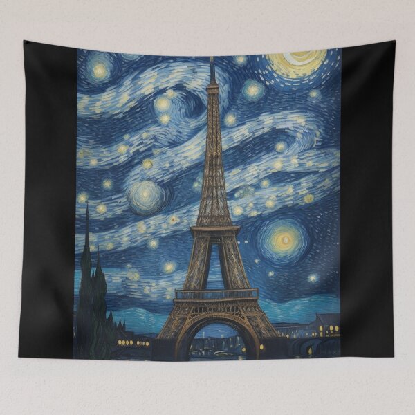 Aperçu de l'œuvre Starry Night in Paris Post Impressionism Van Gogh Inspired Art créée et vendue par Vangoholic.