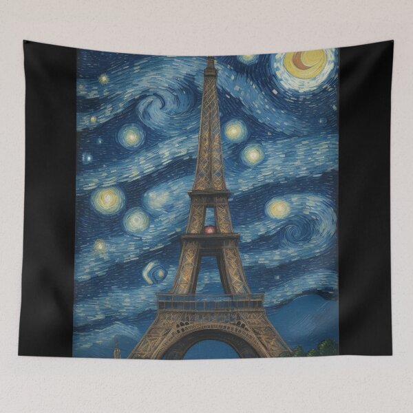 Item preview, Starry Night in Paris Post Impressionism Van gogh Inspired Art designed and sold by Vangoholic.