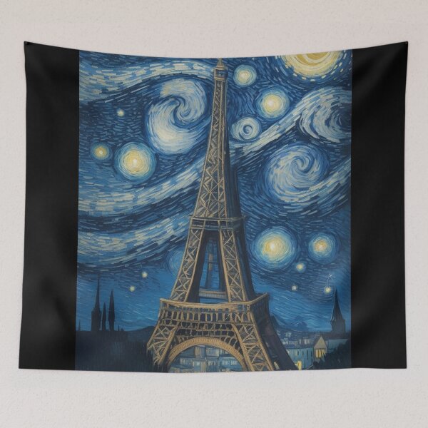 Item preview, Starry Night in Paris Post Impressionism Van gogh Inspired Art designed and sold by Vangoholic.