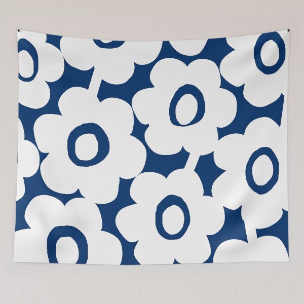 Item preview, Iconic Modern Finnish Flowers in White and Blue designed and sold by Deutschic.