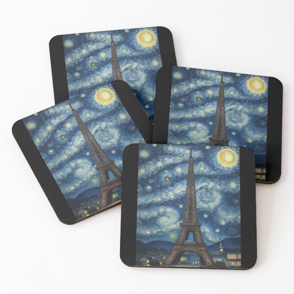 Aperçu de l'œuvre Starry Night in Paris Post Impressionism Van Gogh Inspired Art créée et vendue par Vangoholic.