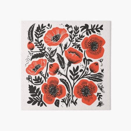 Lino Cut Flowers Art Board Print for Sale by Texterns