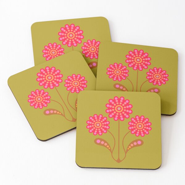 Item preview, ANEMONE Retro Vintage Mid-Century Modern Floral Botanical in Fuchsia Hot Pink Brown Avocado Green - UnBlink Studio by Jackie Tahara designed and sold by Jackie Tahara of UnBlink Studio.