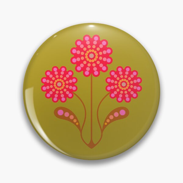 Item preview, ANEMONE Retro Vintage Mid-Century Modern Floral Botanical in Fuchsia Hot Pink Brown Avocado Green - UnBlink Studio by Jackie Tahara designed and sold by Jackie Tahara of UnBlink Studio.