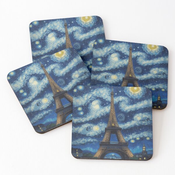 Aperçu de l'œuvre Starry Night in Paris Post Impressionism Van Gogh Inspired Art créée et vendue par Vangoholic.