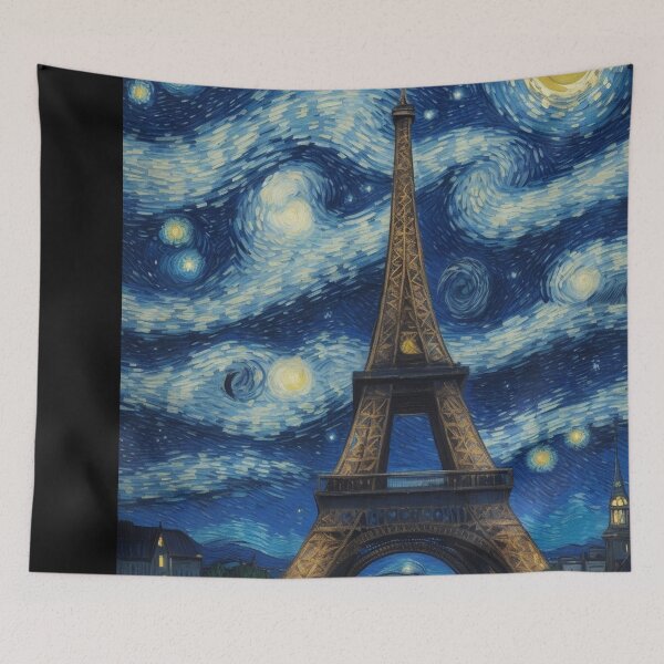 Aperçu de l'œuvre Starry Night in Paris Post Impressionism Van Gogh Inspired Art créée et vendue par Vangoholic.