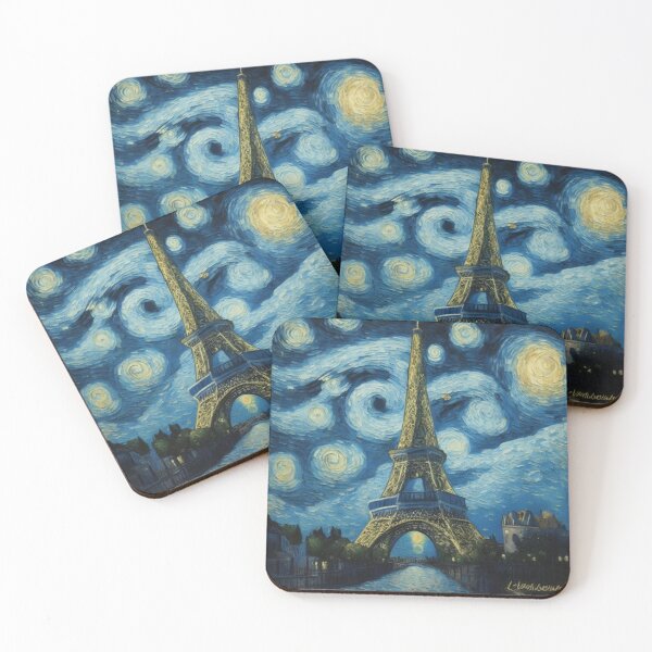 Aperçu de l'œuvre Starry Night in Paris Post Impressionism Van Gogh Inspired Art créée et vendue par Vangoholic.