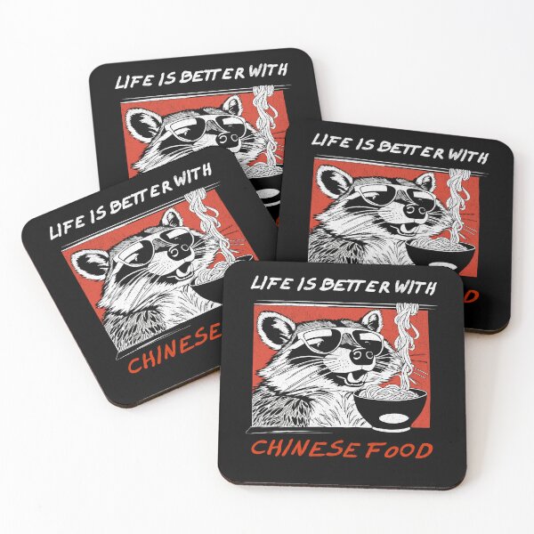 Item preview, Life Is Better With Chinese Food - Retro Raccoon designed and sold by Hugo Bloke.
