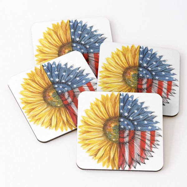 Item preview, Sunflower American flag graphic design print designed and sold by dcrc.