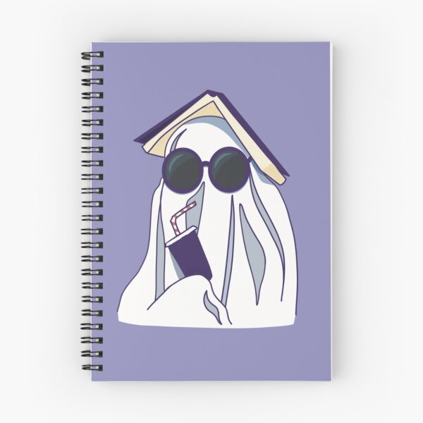 Item preview, Ghost wearing sunglasses with a drink and a book, purple designed and sold by rizdrawings.