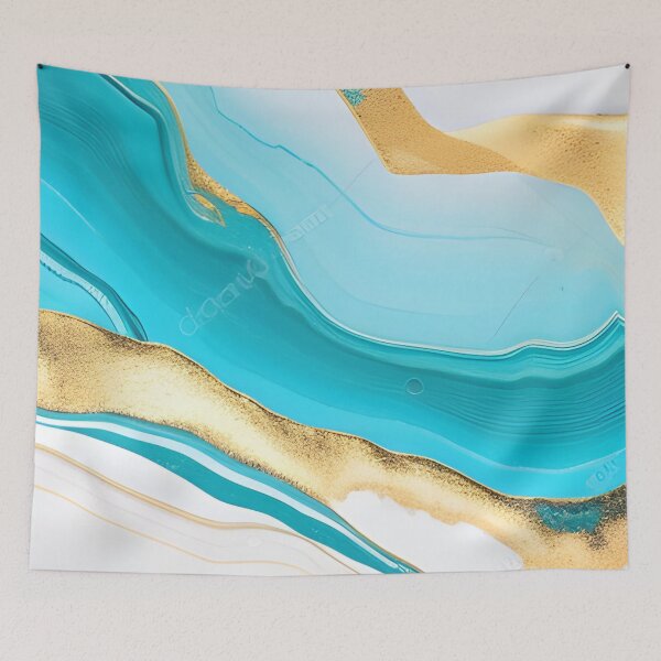 Item preview, Abstract Marble Pattern Turquoise Gold and White designed and sold by calibrit.