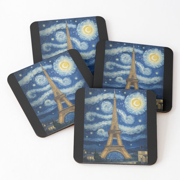 Aperçu de l'œuvre Starry Night in Paris Post Impressionism Van Gogh Inspired Art créée et vendue par Vangoholic.