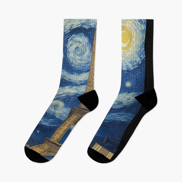 Aperçu de l'œuvre Starry Night in Paris Post Impressionism Van Gogh Inspired Art créée et vendue par Vangoholic.