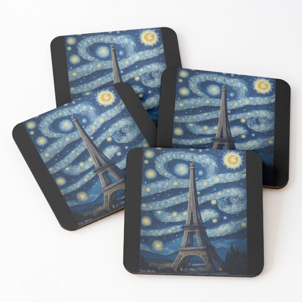 Aperçu de l'œuvre Starry Night in Paris Post Impressionism Van Gogh Inspired Art créée et vendue par Vangoholic.