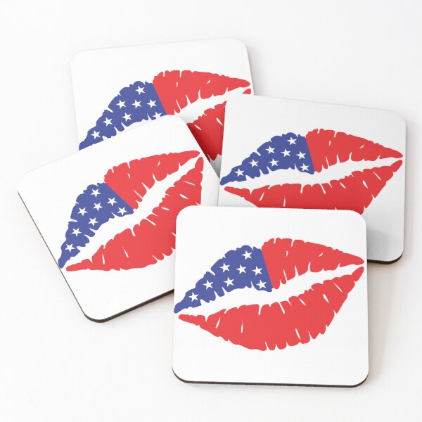 Item preview, Patriotic lips, kiss graphic design print designed and sold by dcrc.