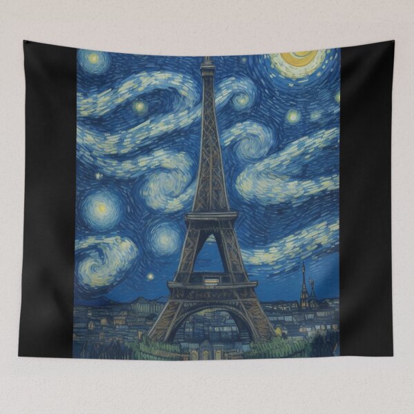 Aperçu de l'œuvre Starry Night in Paris Post Impressionism Van Gogh Inspired Art créée et vendue par Vangoholic.