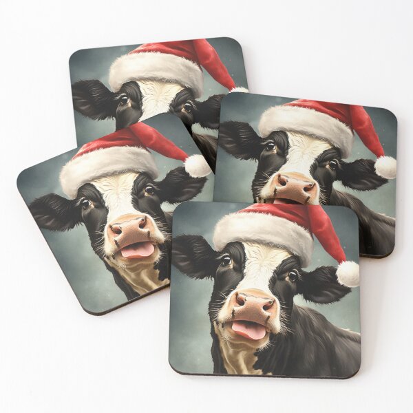 Item preview, Silly Cow in Santa Hat Poking Tongue Out designed and sold by OddCorro.
