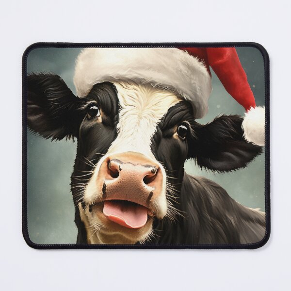 Item preview, Silly Cow in Santa Hat Poking Tongue Out designed and sold by OddCorro.