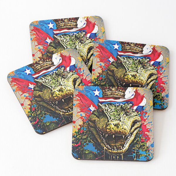 Item preview, The artwork featured a stunning color splash of a crocodile. with vibrant greens and deep blues blending together.  designed and sold by Best-Art-32.