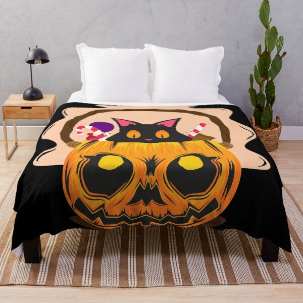Item preview, Cat in pumpkin with sweets on Halloween designed and sold by Dizartico.