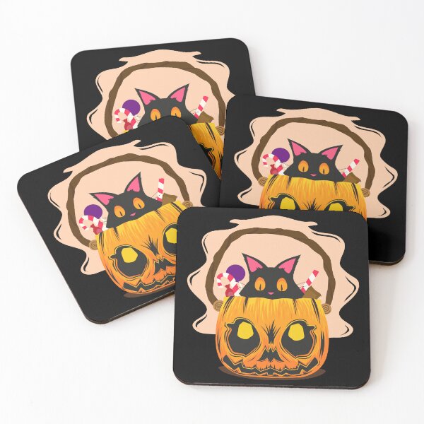 Item preview, Cat in pumpkin with sweets on Halloween designed and sold by Dizartico.
