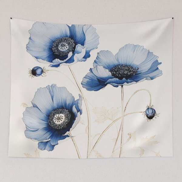 Item preview, Blouvanda - Blue Poppies (4/4) designed and sold by sabantha.